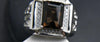 Bague femme homme en argent quartz morion taille carré