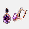Boucles d'oreilles argent plaqué or rose améthyste