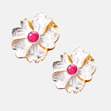 Boucles d'oreilles en argent tourmaline rose flamant 