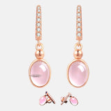 Boucles d'oreilles argent vermeil rose quartz rose