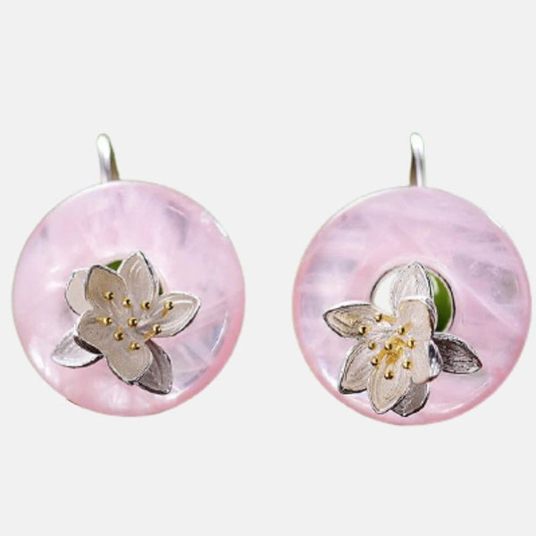 Boucles d'oreilles argent fleur de lotus aventurine rose
