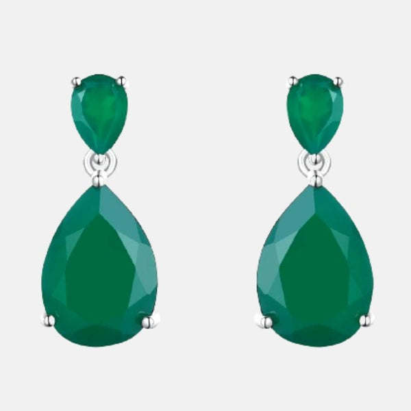 Boucles d'oreilles Argent quartz agate verte