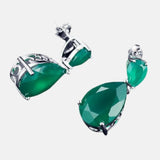 Boucles d'oreilles Argent quartz agate verte 