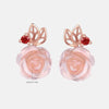 Boucle d'oreilles Argent 925 Or rose quartz rose naturel. 