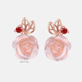 Boucle d'oreilles Argent 925 Or rose quartz rose naturel. 