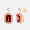 Boucles d'oreilles Argent or rose pierre grenat 