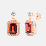 Boucles d'oreilles Argent or rose pierre grenat 