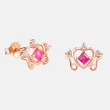 Boucles d'oreilles Argent Or rose précieuse rubis. 
