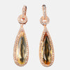 Boucles d'oreilles longue Argent plaqué or rose pierre citrine oxyde de zirconium