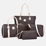 Ensemble set de voyage valise bagage à main marron chocolat anse blanche