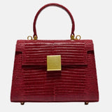 Sac à main luxe en cuir rouge basque imitation croco Doublure polyester Poche interieure zip Fermeture Cover