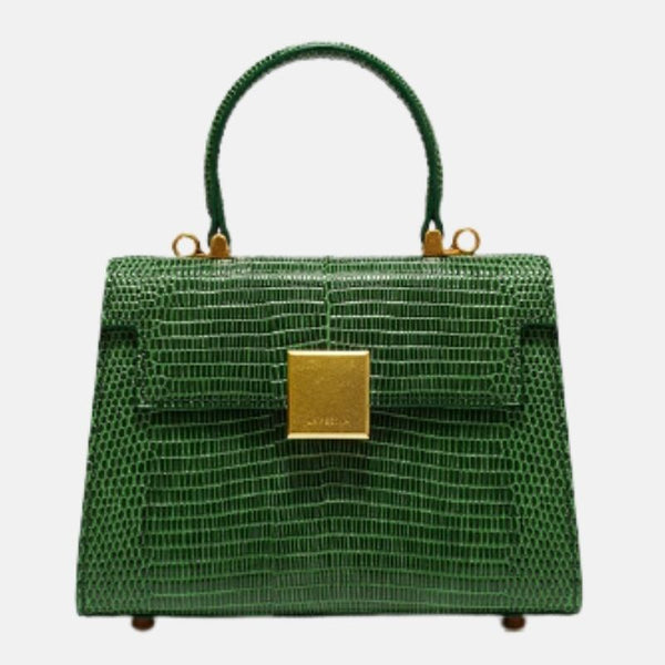 Sac à main luxe en cuir vert basque imitation croco Doublure polyester Poche intérieure zip Fermeture Cover