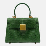 Sac à main luxe en cuir vert basque imitation croco Doublure polyester Poche intérieure zip Fermeture Cover