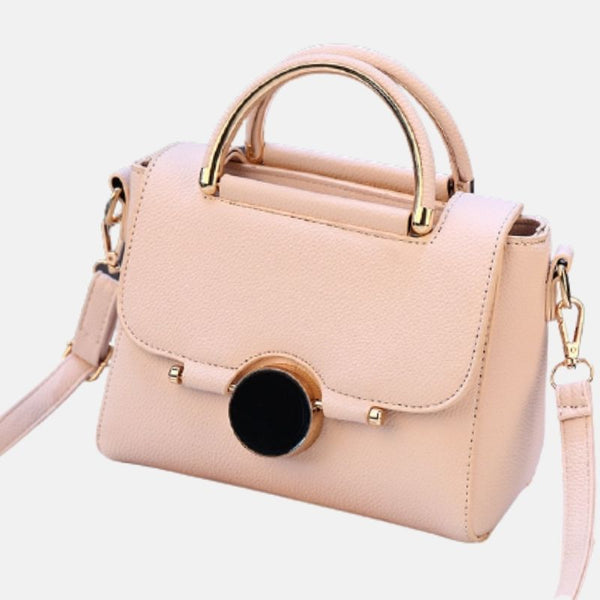 Mini sac de femme style tendance mode polyuréthane rose pale grande bandoulière