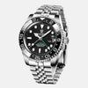 Montre boitier horlogerie bracelet en acier inoxydable avec toutes les foncions, étanche cadran noir pourtour du cadran liserer noir