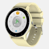 Montre femme connectée Bracelet gel de silice ivoire ios android cadran noir pour toutes les activités sportives jelo'scollection