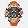 Montre de luxe homme boitier façon baroudeur cuivre inoxydable cadran noir étanche 10 ATM verre cristal 9 mosh anti choc  mouvement automatique bracelet PU orange