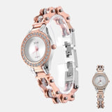 Montre à quartz femme chaine de moto Acier rose et acier