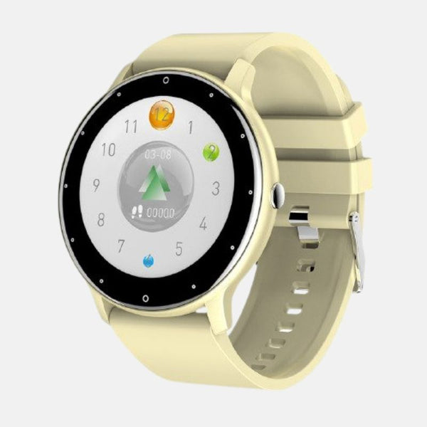 Montre femme connectée Bracelet gel de silice ivoire ios android cadran  noir pour toutes les activités sportives jelo'scollection