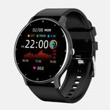 Montre femme connectée Bracelet gel de silice noir ios android cadran  noir pour toutes les activitées sportives jelo'scollection