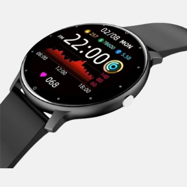 Montre femme connectée Bracelet gel de silice noir ios android cadran  noir pour toutes les activités sportives jelo'scollection
