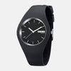 Montre femme minimaliste boitier et bracelet en silicone noir horlogerie en acier inoxydable