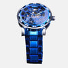 Montre homme boitier 40mm et bracelet extensible acier inoxydable et cadran bleu de france mouvement automatique verre hardlex cadran lumineux bleu