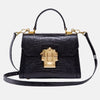 Sac à main de femme en cuir de luxe et bandoulière fine noir trés haute qualité