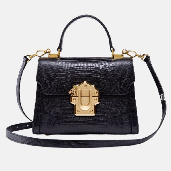 Sac à main de femme en cuir de luxe et bandoulière fine noir trés haute qualité