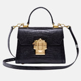 Sac à main de femme en cuir de luxe et bandoulière fine noir trés haute qualité