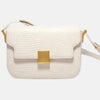 Sac d'épaule femme en cuir impression peau de lézard blanc