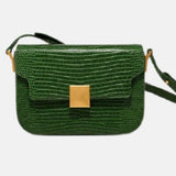 Sac d'épaule de luxe femme en cuir impression peau de lézard vert