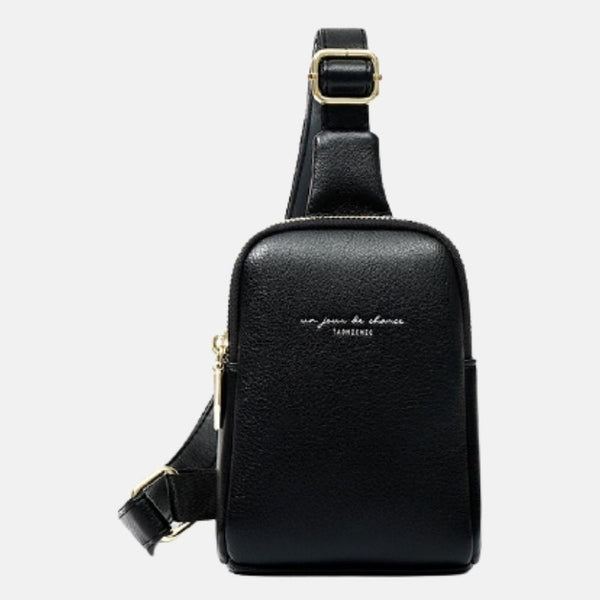 Sac polyuréthane noir à large bandoulière pour smartphone androïd ou Iphone