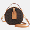 mini sac rond tendance stars de la mode et cinéma imprimé sur soie façon grande marque bandoulière en cuir
