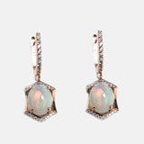 Boucles d'oreilles vermeil rose, opale naturelle